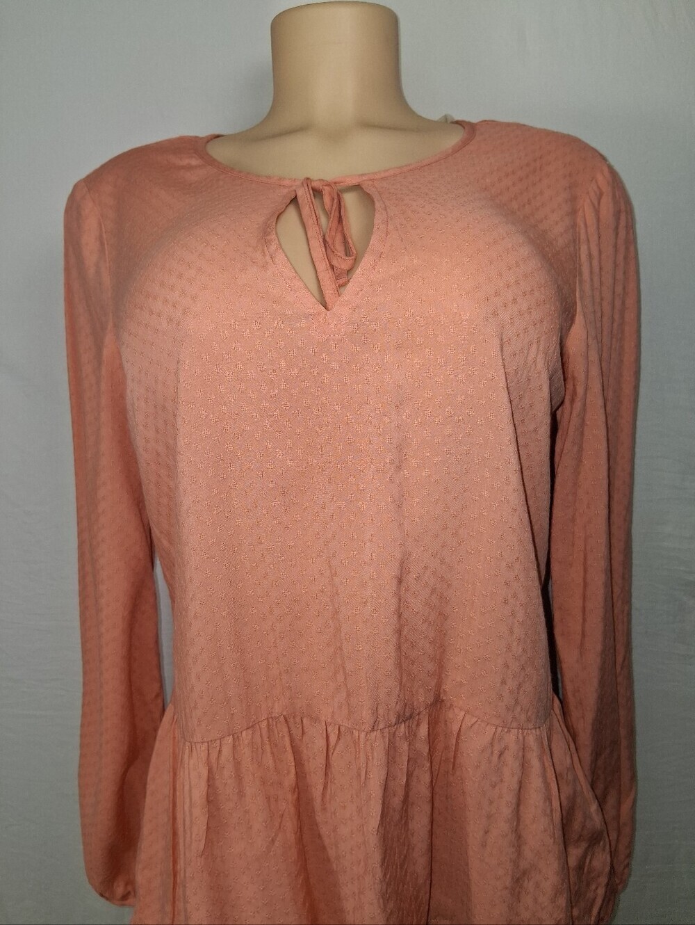 Sanctuary Peach Tie-Neck Peplum Top Sixe S - Picture 14 of 16